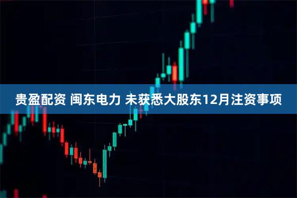 贵盈配资 闽东电力 未获悉大股东12月注资事项